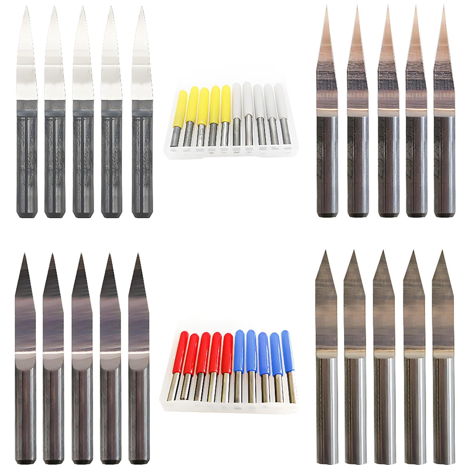 CESFONJER 20Pcs Carbide PCB Engraving Bits CNC Router Engraving Bits Tool Set 0.1mm 10° 15° 0.2mm 20° 30°