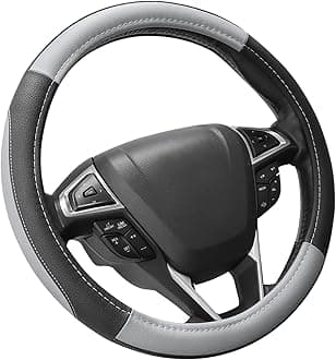 Black and Gray Microfiber Auto Car Steering Wheel Cover Universal 15 inch