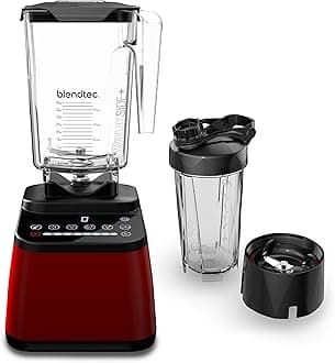 Blendtec Designer Series Blender with 90 oz WildSide+ Jar and 34 oz GO Travel Bottle - Kitchen Blender Bundle - Red