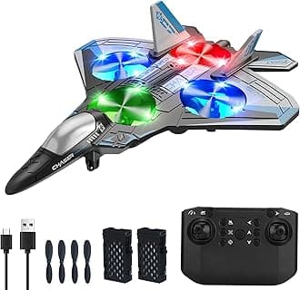 RC Drone Aircraft Remote Control Aircraft for Children and Beginners Radio-Controlled Airplane with Light Quadcopter Helicopter with Automatic Standing Flight 3D Rotation and 2 Batteries