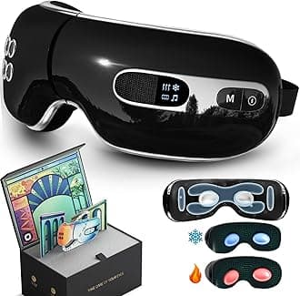 Eye Massager with Heat and Cooling for Migraines Eye Strain, Bluetooth Eye Massager Mask for Dry Eye Gifts for Women and Men