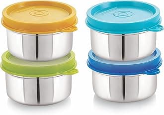 Steellock Flex Stainless Steel Containers Size Deep 500ml x 4 (Yellow/Blue/Green/Turquoise)