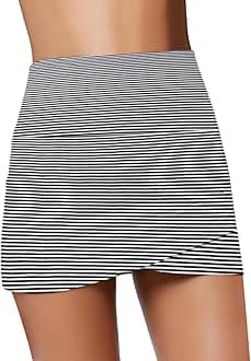 Women's High Waist Tulip Hem Shirring Swim Skirt Swimsuit Bikini Bottom