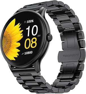 Fire‑Boltt Phoenix Pro Round Smart Watch 1.39″ Display with Bluetooth Calling, AI Voice Assistant,SpO2 & Heart Rate Monitor, 120+ Sports Modes,IP67 Waterproof Metal Smart Watch for Men & Women - Black