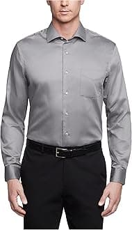 Van Heusen mens Dress Shirts Regular Fit Lux Sateen Stretch Solid Dress Shirt