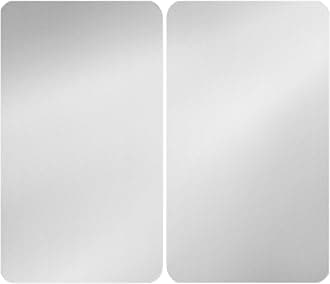 WENKO 53902100 Universal Hob Cover Plate, Silver, Set of 2, for All Types of Cookers, Tempered Glass