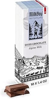 Premium Swiss Alpine Milk Chocolate Extra Creamy Milk Chocolate Snack Bar Size 1.4 oz - GMO Free (10 Pack)