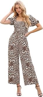 Love Welove Fashion Jumpsuits for Women Dressy Casual – Floral Spring Wide Leg Smocked One Piece Romper Outfits