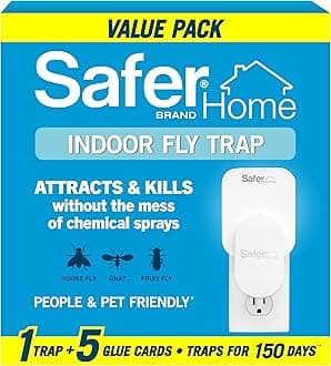 Safer Home Indoor Plug-in Fly Trap - SH502-1R5SR - Effective Fruit Fly Traps for Indoors, Gnat Traps for House Indoor, 400 Sq Ft Protection - Style: 1 Device + 5 Glue Cards