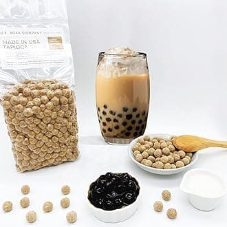 US Boba Co Unsweetened Tapioca Pearl, Easy to Cook, Tapioca Boba Balls for Tea Milk, Coffee & Dessert Topping, Fresh Made in USA, Brown Sugar Flavor, 1 Pound (Pack of 1)