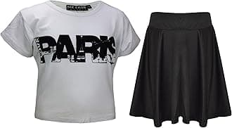 A2Z 4 Kids Girls T-Shirt and Skater Skirt Set Short Sleeve Top and Flared Skirt Outfit Stylish Summer Clothing for Kids Casual Matching Set for Holidays, Parties, Everyday Wear Age 5-13