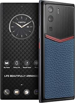VERTU METAVERTU Web 3.0 Calfskin 5G Phone, Unlocked Android Smartphone, Secure Encrypted, Double Systems, 64MP Camera, 144Hz AMOLED Curved Display, Dual SIM, Fast Charge (Enameled, Blue, 18G+1T)