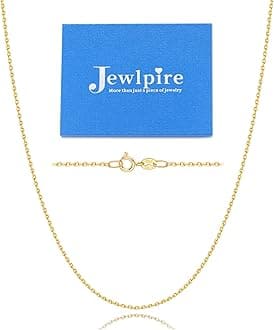 Jewlpire1.1mm Italian Solid 24k Real Gold Over 925 Sterling Silver Chain Necklace for Women, Thin Cable Chain Shiny & Lightweight & Sturdy Women's Chain Necklaces, 16 18 20 22 24 Inch