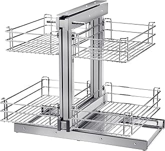 VEVOR Pull Out Blind Corner Cabinet, 15.7 Inch Opening Chrome Soft Close Blind Corner with Four Shelf, Slide Out Kitchen Cabinet Organizer for Minimum Cabinet Size 31.5''Wx21.6''Dx25.6''H
