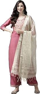 Women's Cotton Blend Yoke Design Straight Kurta Palazzo With Dupatta Set(KD4BK4024)