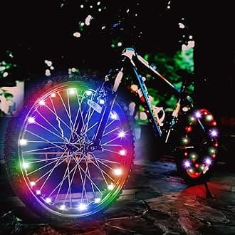 LED Waterproof Bike Wheel Light, Night Cycling Bicycle Wheel Light, 3 Lighting Modes,Easy Install, (with Battery)