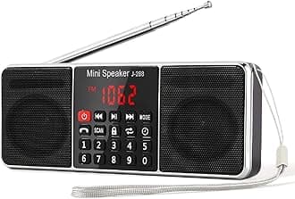 PRUNUS J-288 Portable Radio AM FM with Bluetooth Speaker, Sleep Timer, Power-Saving Display, Ultra-Long Antenna, AUX Input & USB Disk & TF Card MP3 Player, NO Manual Preset
