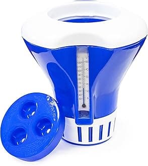 HYDROTOOLS BY SWIMLINE 87400 Large Capacity Pool & Spa Chemical Dispenser Thermometer Combo | Compatible Bromine & Chlorine Supports 1-3’’ Tablets | Adjustable Customizable Flow Rate | Cost Effective