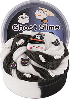 Ghost Black & White Butter Slime, Super Soft and Non-Sticky Premade Slime, Slime Party Favors for Kids, Slime Sensory Toys for Birthday Easter Hallowmas Christmas Girls Gifts & Boys Gifts