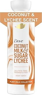 Dove Plant Milk Cleansing Body Wash Coconut & Lychee for Moisturized Skin Gentle Cleanser, No Sulfate Cleansers or Parabens, 98% Biodegradable 17.5 fl oz