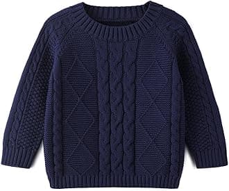 Curipeer Baby Boys' Girls' Cable Knit Sweater Long Sleeve Solid Pullover Toddler Crew Neck Fall