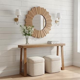 Plank+Beam Solid Wood Console Table, 56 Inch, Sofa Table, Narrow Entryway Table for Hallway, Behind The Couch, Living Room, Foyer, Easy Assembly, Pecan