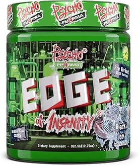 Psycho Pharma New Perfect Powders with Zengaba Energy Feel Good Focus #1 Strongest PWO Edge of Insanity - Most Intense Workout Powder for Focus, Strength & Energy