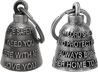 Motorcycle Bells for Bikers Lucky Charms with Hanger Motorcycle Accessories or Keychain for Good Luck 2pcs