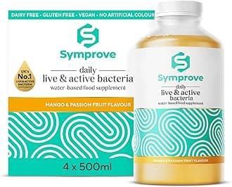 Daily Food Supplement, Delivers Live and Active Bacteria to Your Gut Microbiome, One Month Supply, Mango and Passion Fruit - 4 x 500ml