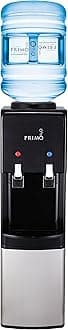 Primo Top-Loading Water Dispenser - 2 Temp (Hot-Cold) Water Cooler Water Dispenser for 5 Gallon Bottle w/Child-Resistant Safety Feature, Black and Stainless Steel