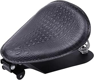Motorcycle Seat Cushion Driver Solo Seats with Spring Bracket PU Leather Compatible with Harley Honda Yamaha Kawasaki Sportster Iron 883 1200 Chopper Bobber Cafe Racer-Crocodile Style