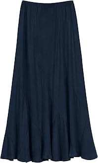 Urban CoCo Women's Vintage Elastic Waist A-Line Long Midi Skirt