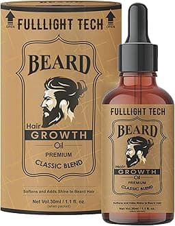 Fulllight Tech Beard Growth Oil for Men-30ml | Natural & Organic Beard Care with Castor, Argan & Jojoba Oils | Promotes Thicker, Fuller Beard | Softens & Fills Patches | Non-Greasy