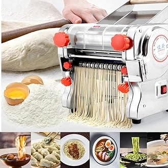 Hengwei 750W Automatic Electric Pasta Machine Maker Press Noodles Machine Producing 110V (Noodle Width 18CM,Knife Length 180cm,Noodle Width 3mm / 9mm)