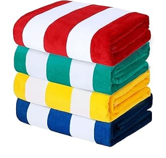 Exclusivo Mezcla 4-Pack 100% Cotton Cabana Striped Beach/Pool/Bath Towel(30" x 60")ââ‚¬â€Soft, Quick Dry, Lightweight, Absorbent and Plush