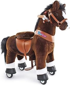 Horse Ride on Toy for Toddlers Boy Toys Classic Model U (with Brake/ 30" Height/Size 3 for Age 3-4) Giddy up Riding Horse Rocking Horse Rides Chocolate Brown Ux321