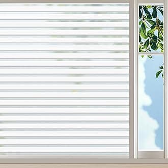 Window Film Privacy 75x400 Privacy Film for Glass Windows Stripe Frosted Window Film Anti UV Heat Reflective Privacy Film for Office Home Kitchen,Static Cling