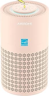 AIRROMI Air Purifier for Bedroom with True H13 HEPA 3-in-1 Filters, Pet Air Purifiers for Home Cat Pee Smell, Covers Up to 983 Ft², Quiet 360° intake Air Cleaner for Allergies Dust Smoke Odor Orange
