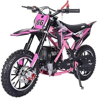 Hawk Mini Dirt Bike, Gas Power 4 Stroke Dirt Bike! 40CC Pit Bike, Pull Start, 10" Wheels! (Pink)