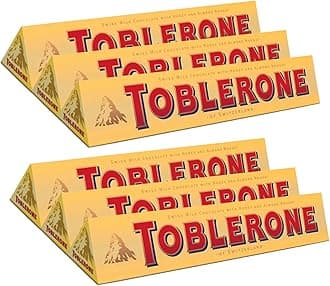 SWISS MILK CHOCOLATE WITH HONEY AND ALMOND NOUGAT 6 X 100 G BARS by Toblerone