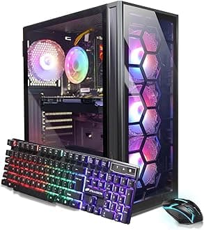 Gaming Desktop PC,Intel Core i7 3.4G up to 3.9G,GeForce RTX 2060 Super 8G GDDR6,32G,1TB SSD,WiFi,BT 5.0,RGB Keybaord,RGB Mouse Pad,RGB BT Sound Bar,RGB Bluetooth Headset Mic,W10H64