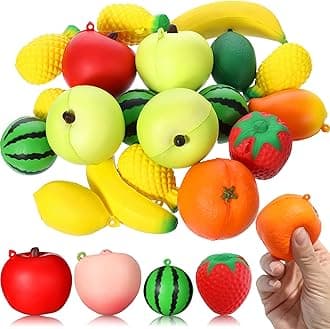 Chivao 12 Pieces Fake Food Realistic Artificial Toy Slice Fake Decoration Macaroon Birthday Toys Faux Simulation Croissant Model PU Photography Props(Fruit)