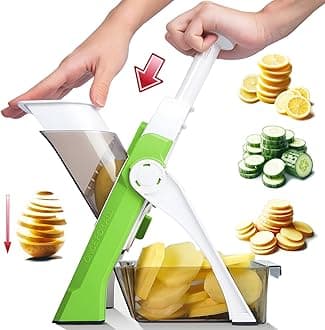 ONCE FOR ALL Safe Mandoline Slicer For Kitchen, Professional Vegetable Slicer For Food Potato Slices, Thickness Adjustable 0.1-8 mm Kitchen Artifact Fast Meal Prep (Green)
