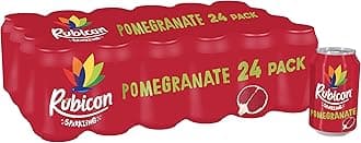 Rubicon 24 Pack Sparkling Pomegranate Flavoured Fizzy Drink with Real Fruit Juice, Handpicked Fruits for a Temptingly Intense Taste "Made of Different Stuff" - 24 x 330ml Cans