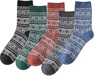 IIG 3-6 Pairs Men Dress Cotton Socks Funky Colorful Pattern Wool Crew Socks