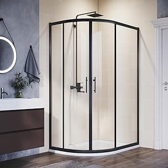 ELEGANT 1200 x 800 mm Black Framed Offset Quadrant Shower Enclosure 6mm Tempered Sliding Glass Cubicle Door