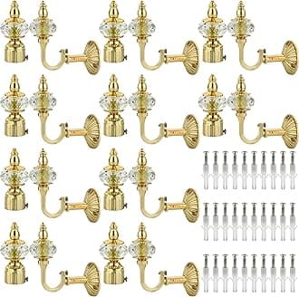 NATURAL Heavy Duty Aluminum Royal Luxury Design Curtain Bracket/Finial and Curtain Support with Screw/Wallplug for Window & Door Curtain Fittings Suitable Upto 1 Inch Pipe. (10 Set, Gold)