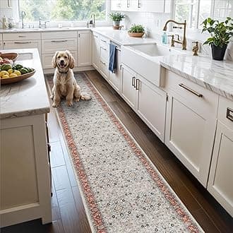 HY HAO YUN LAINon Slip Runners for Hallways,Washable Hallway Runner Rug,Long Ultra Soft Kitchen Runner Rug,Non Shedding Accent Farmhouse Runner Rugs (Ivory, 2 X 12)