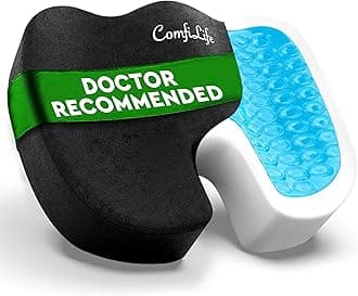 ComfiLife Gel Enhanced Seat Cushion - Non-Slip Orthopedic Gel & Memory Foam Coccyx Cushion for Tailbone Pain - Office Chair Car Seat Cushion - Sciatica & Back Pain Relief (Black)