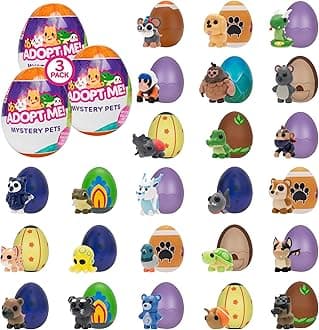 Jazwares Adopt Me! Mystery Pets Blind Box Egg 3-Pack - Series 4 - Exclusive Virtual Item Game Code - Collectible Mini Animal Toy Figure, Styles May Vary - Easter Gift for Kids, Girls & Boys - 6+